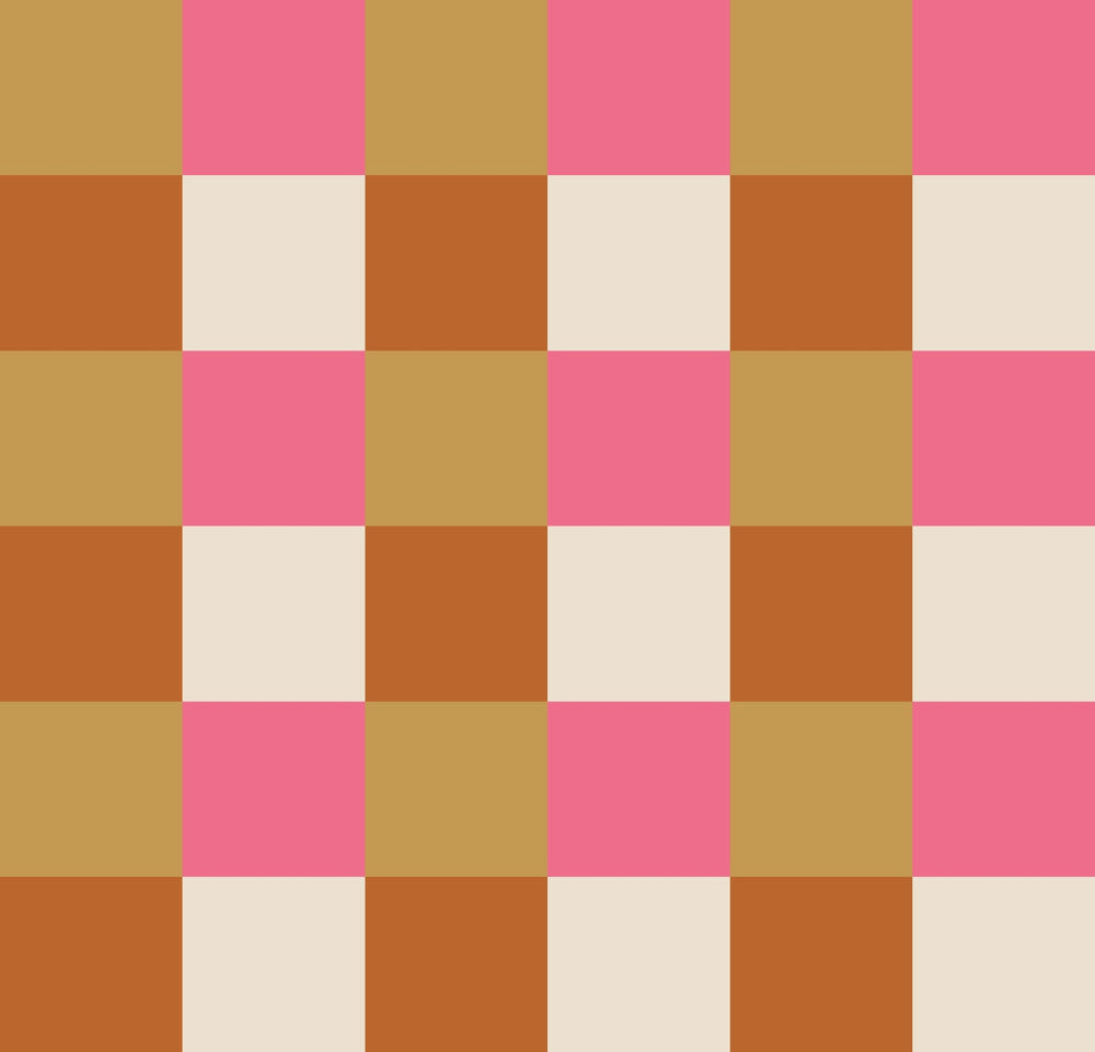 Simple Gingham Gingham Amber Haze - Raspberry